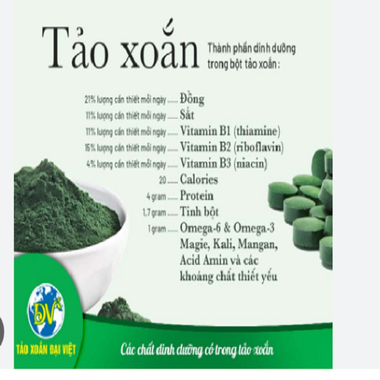 tHÀNH PHẦN CỦA TẢO XOẮN